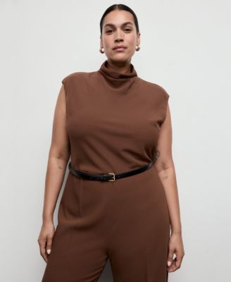 Women's Draped Neck Belt Jumpsuit