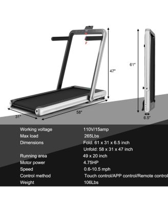 4.75HP 2 In 1 Folding Treadmill with Remote APP Control