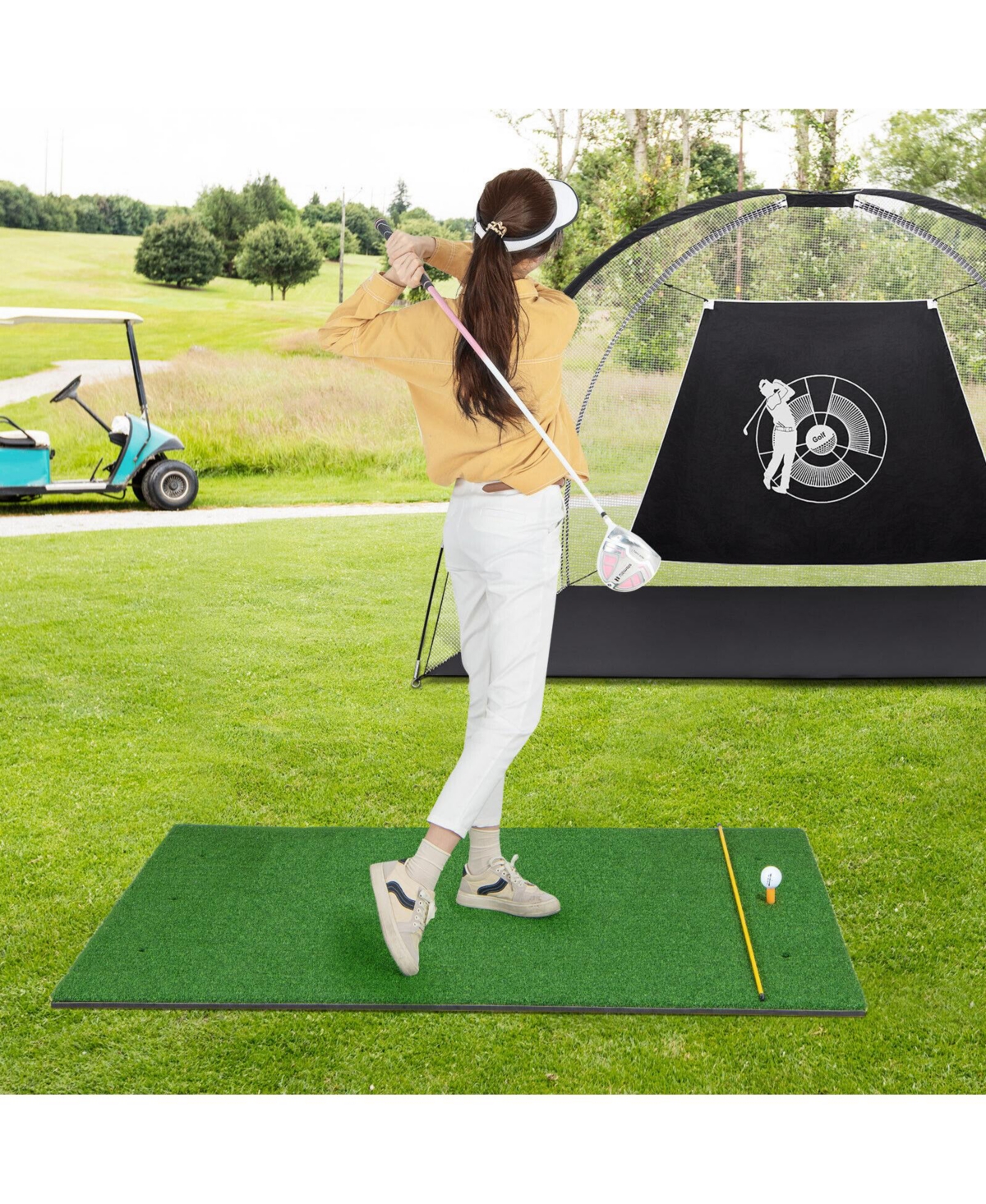 Skonyon 5 x 3 ft Artificial Turf Grass Practice Mat for Indoors and Outdoors-27mm