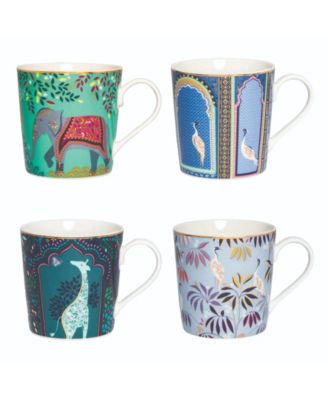 Sara Miller India Mug and Coaster 8-Pc. Set, Service for 4