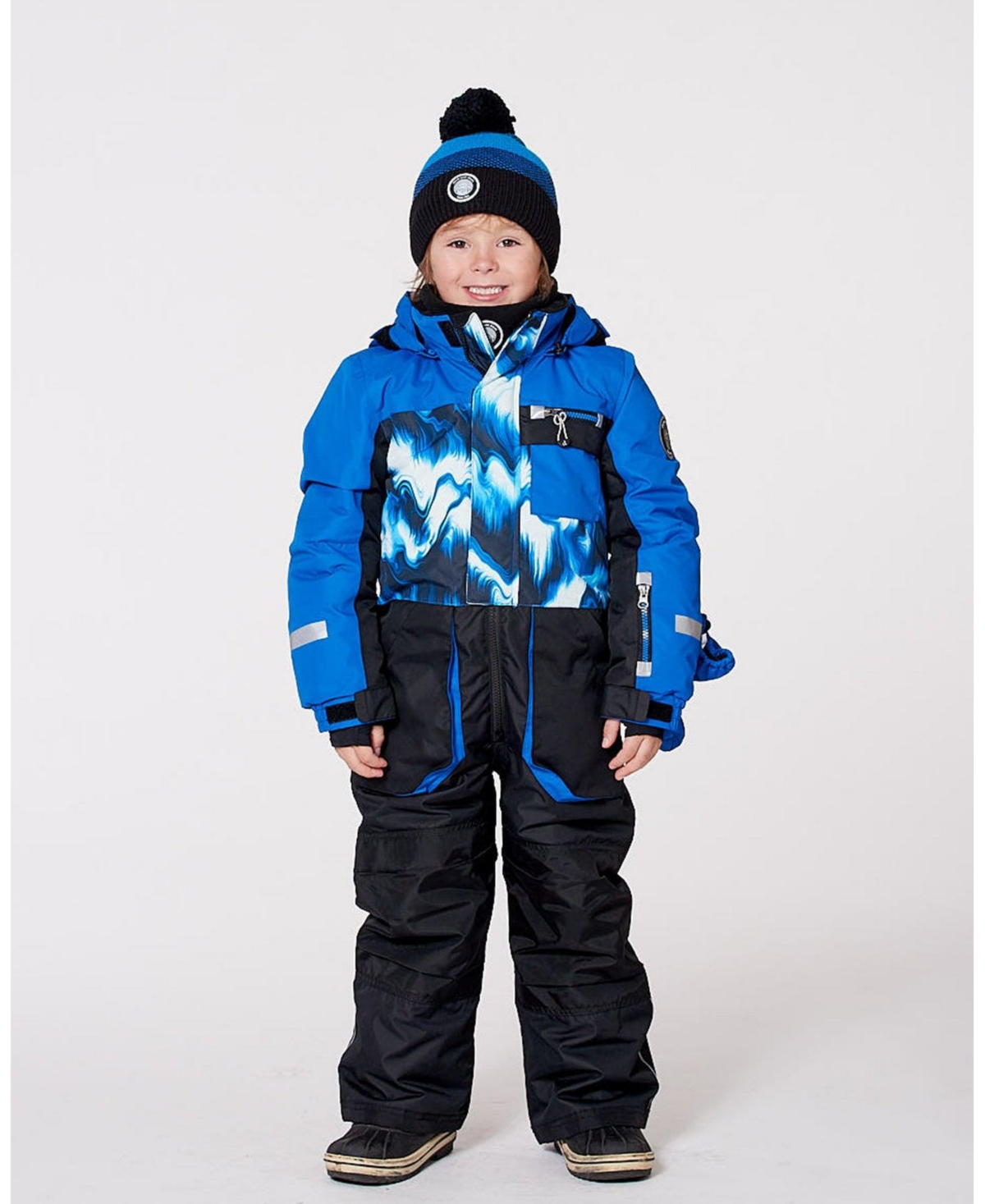Deux par Boy One-Piece Play Snowsuit Colorblocked and Black - Child