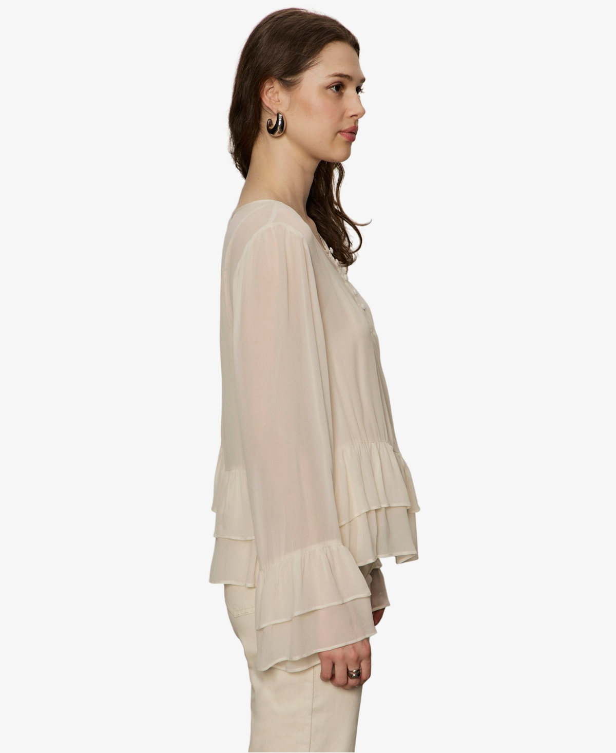 Sanctuary Women's Ruffled Long-sleeve Blouse In Neutral