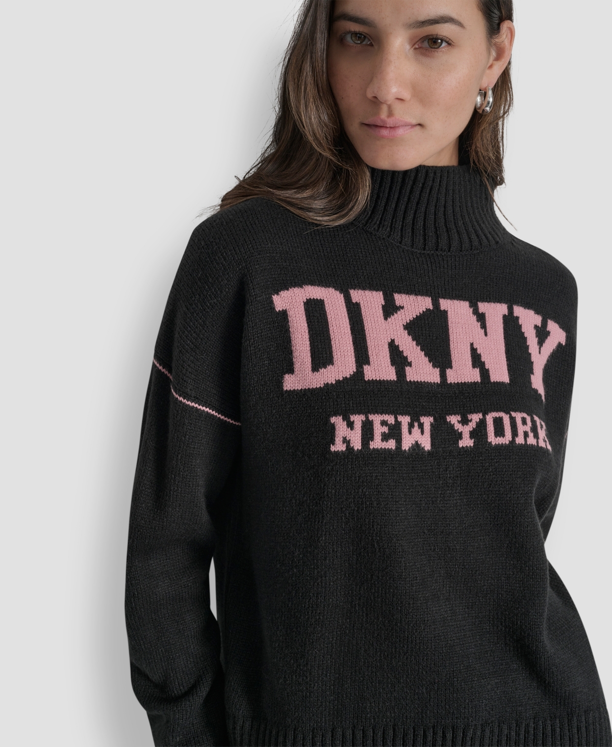 Dkny Jeans Women's Intarsia Logo Turtleneck Sweater