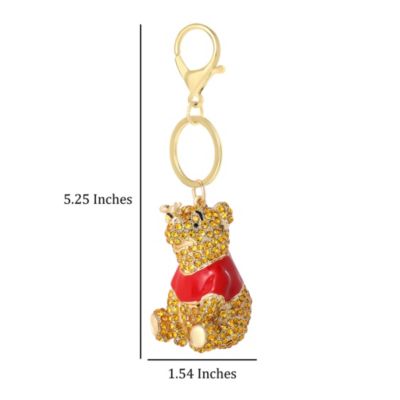 Gold Tone With Red Enamel , Winnie The Pooh Crystal Keychain