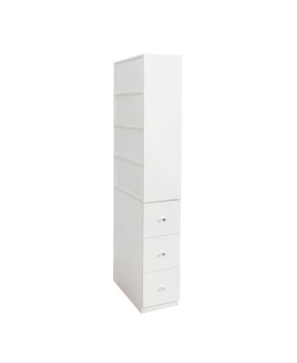 70.87" H Display Storage Cabinet with 4-Tier Shelves and 3 Side Drawers, Modern Wooden Tall Bookshelf for Home