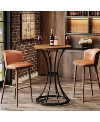 Round Bar Table with Curved Metal Base, 37.4" H