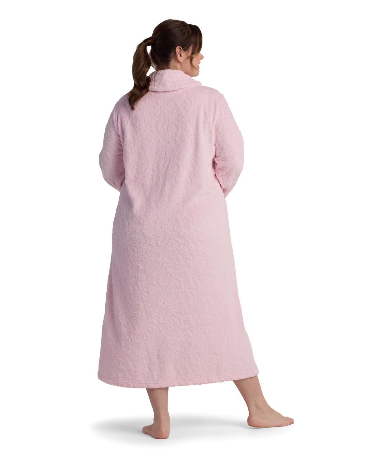 Miss Elaine Women's Long-sleeve Solid Robe In Pink