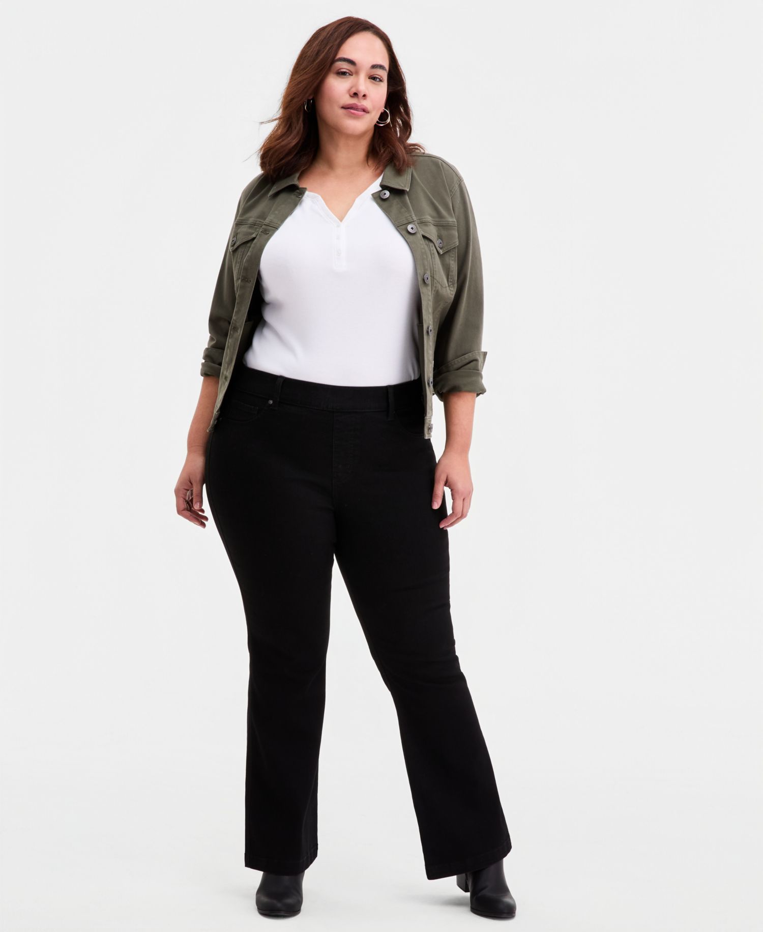 Plus Size Shaping Pull-On Bootcut Jeans
