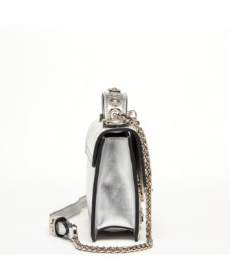 Small Leather Crossbody Bag Studded Purse Top Handle Structured Handbag