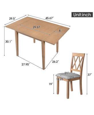 5-Piece Drop Leaf Dining Table Set with 4 Upholstered Chairs, Space-Saving Kitchen Table Set for Small Apartments-