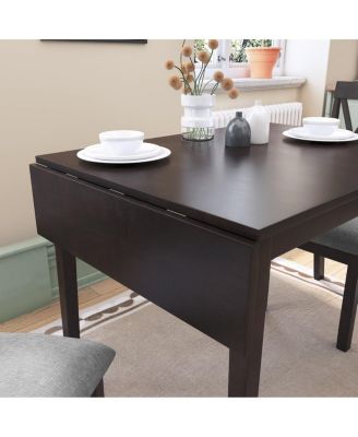 5-Piece Drop Leaf Dining Table Set with 4 Upholstered Chairs, Space-Saving Kitchen Table Set for Small Apartments-