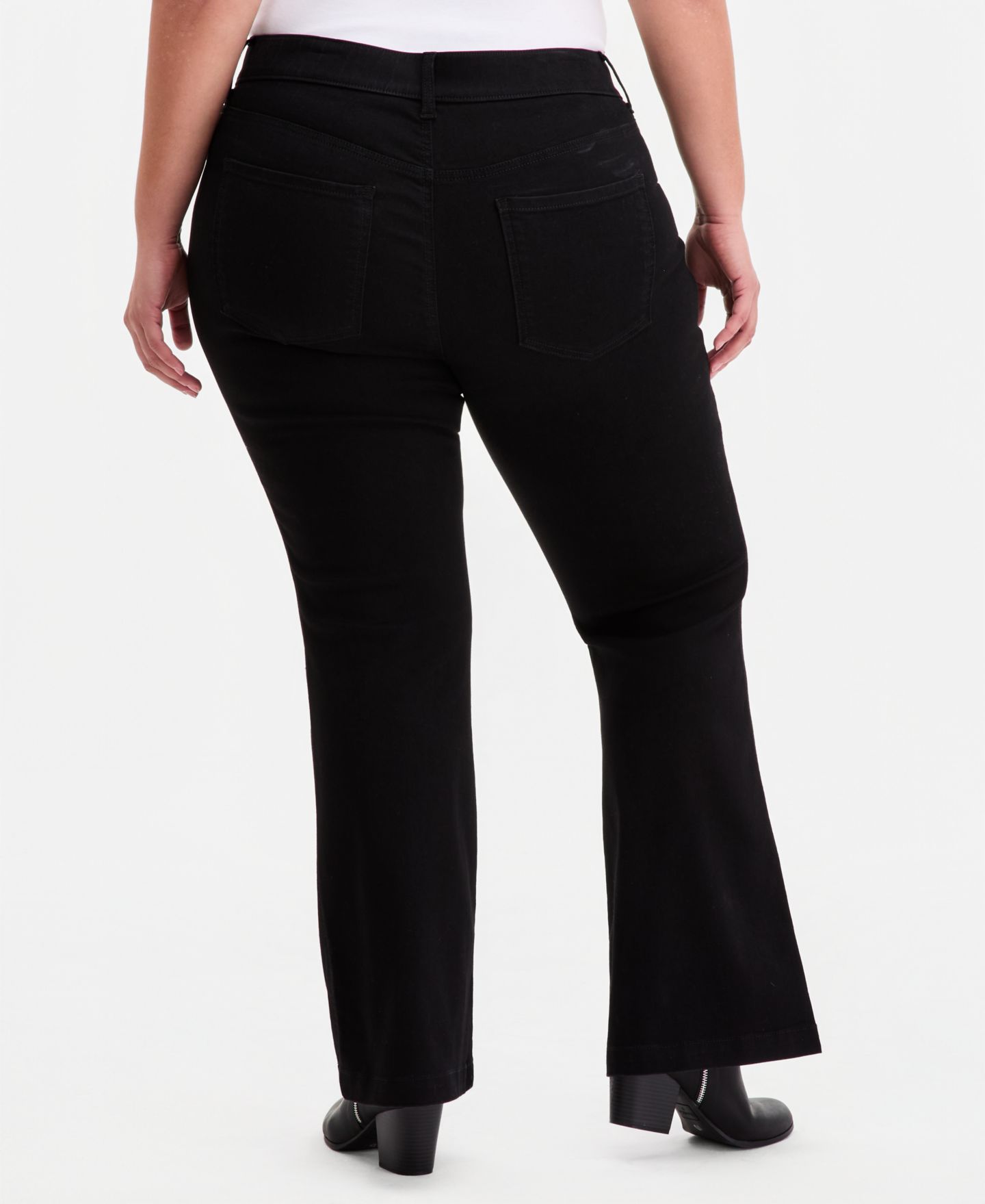 Женские джинсы Style & Co Plus Size Shaping Pull-On Bootcut, цвет: Чёрный — фото 4