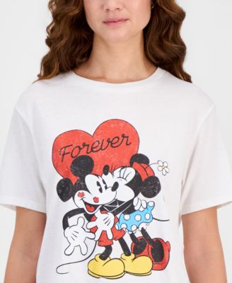 Juniors' Mickey & Minnie Valentine's Day Graphic T-Shirt