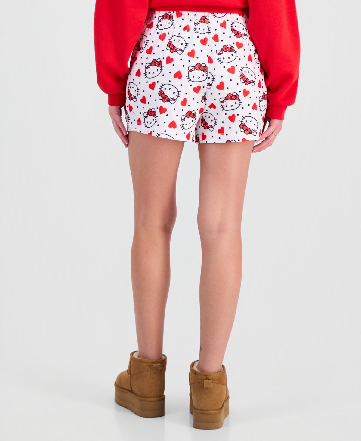 Love Tribe Juniors' Hello Kitty Valentine's Day Brushed Jersey Lounge Shorts