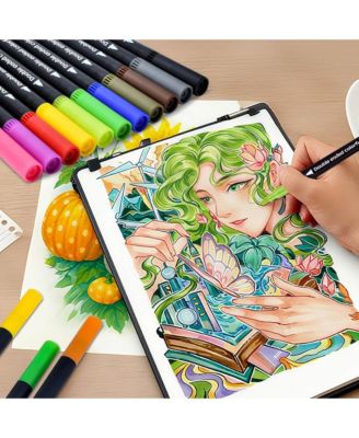 36 Colors Brush & Fine Dual Tip Art Markers Set, Water Based Marker for Painting, Calligraphy, Doodling Journal