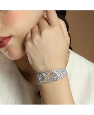 Women's The Swirl-Bling Statement Bracelet - Crystal Silver