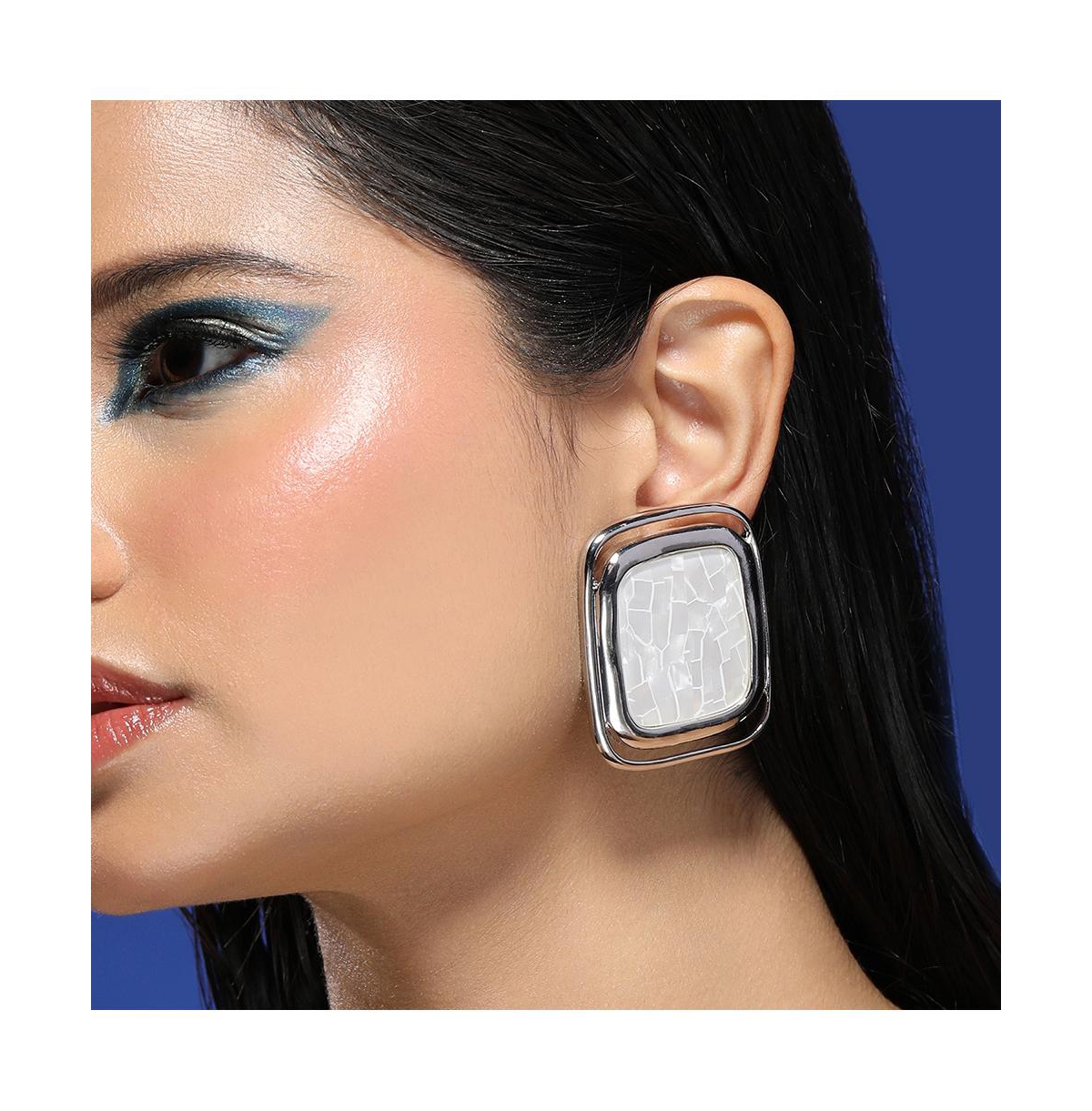 Women's The Moziac-Quad Statement Earrings - Metallic Silver