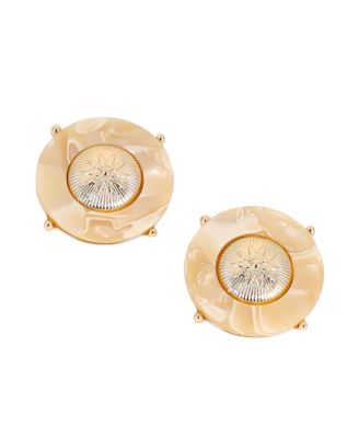 Women's The Tortoiseshell-Medallion Stud Earrings - California Gold