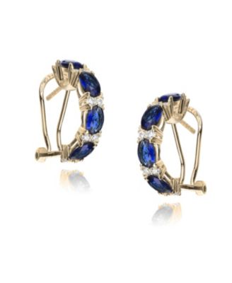 Dazzling Sterling Silver 14K Gold Plated with Colored Cubic Zirconia Half Hoop Earrings for Women