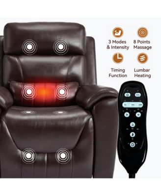 Single Piece Faux Leather Dual Motor Infinite Position Power Lift 8-Point Vibration Massage Lumbar Heating Recliner Chair