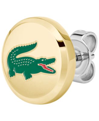 Men's Arthor Silver-Tone Stainless Steel with Enamel Crocodile Stud Earrings