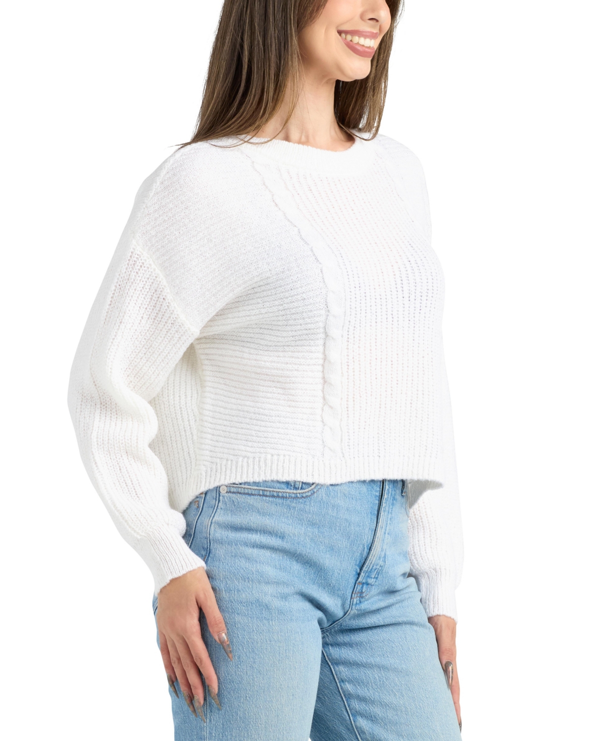 Bcx Women's Crewneck Cropped Sweater