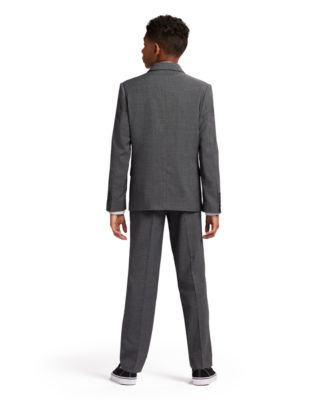 Boys' 8-20 Stretch Textured Windowpane Jacket