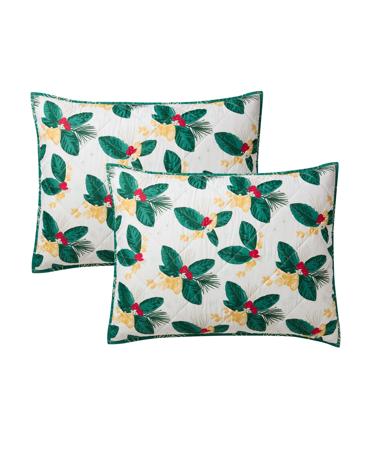 Hallmark Bedding Poinsettia Holiday 3-pc. Quilt Set, Full/queen In Green