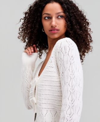 Women's Tie-Front Braided Cardigan, Macy's Exclusive