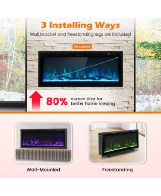 Electric Fireplace in-Wall Recessed with Remote Control and Adjustable Color and Brightness-42 inches