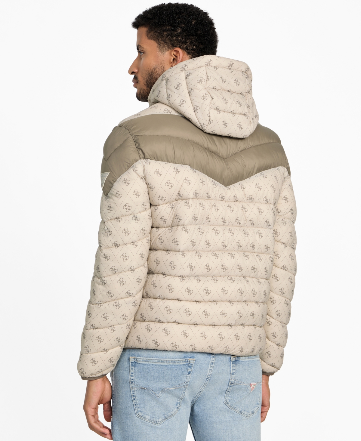 Guess Men's Color-block Puffer Jacket In Neutral