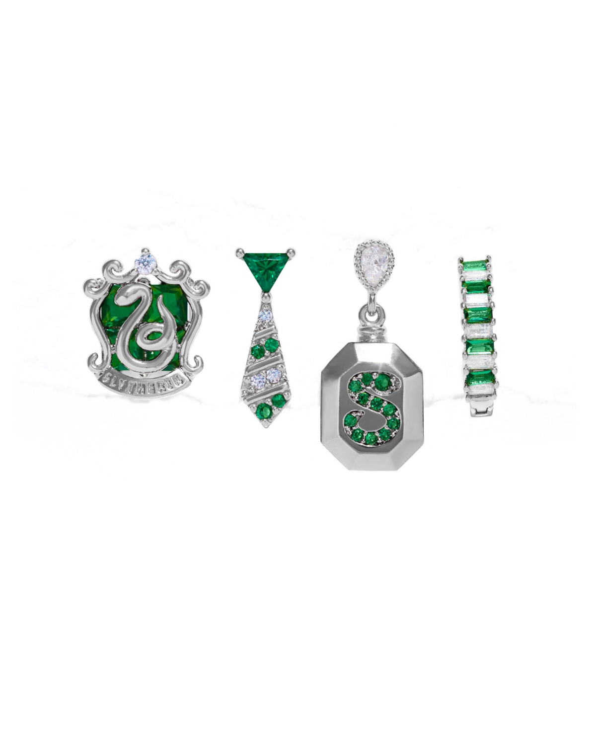 Girls Crew Harry Potter Slytherin House Crystal Earring Set In Silver