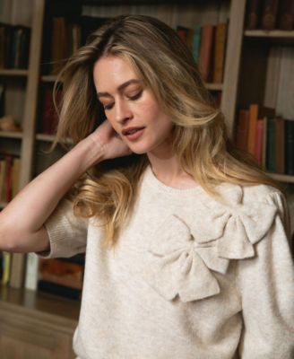 Women's Ribbon Crewneck Short-Sleeve Sweater