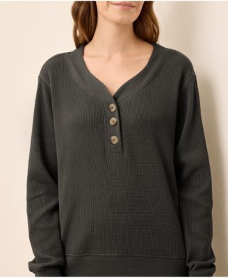 Women's Thermal Waffle Henley Pullover