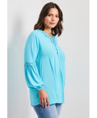 Women's Crochet Lace Trim Top