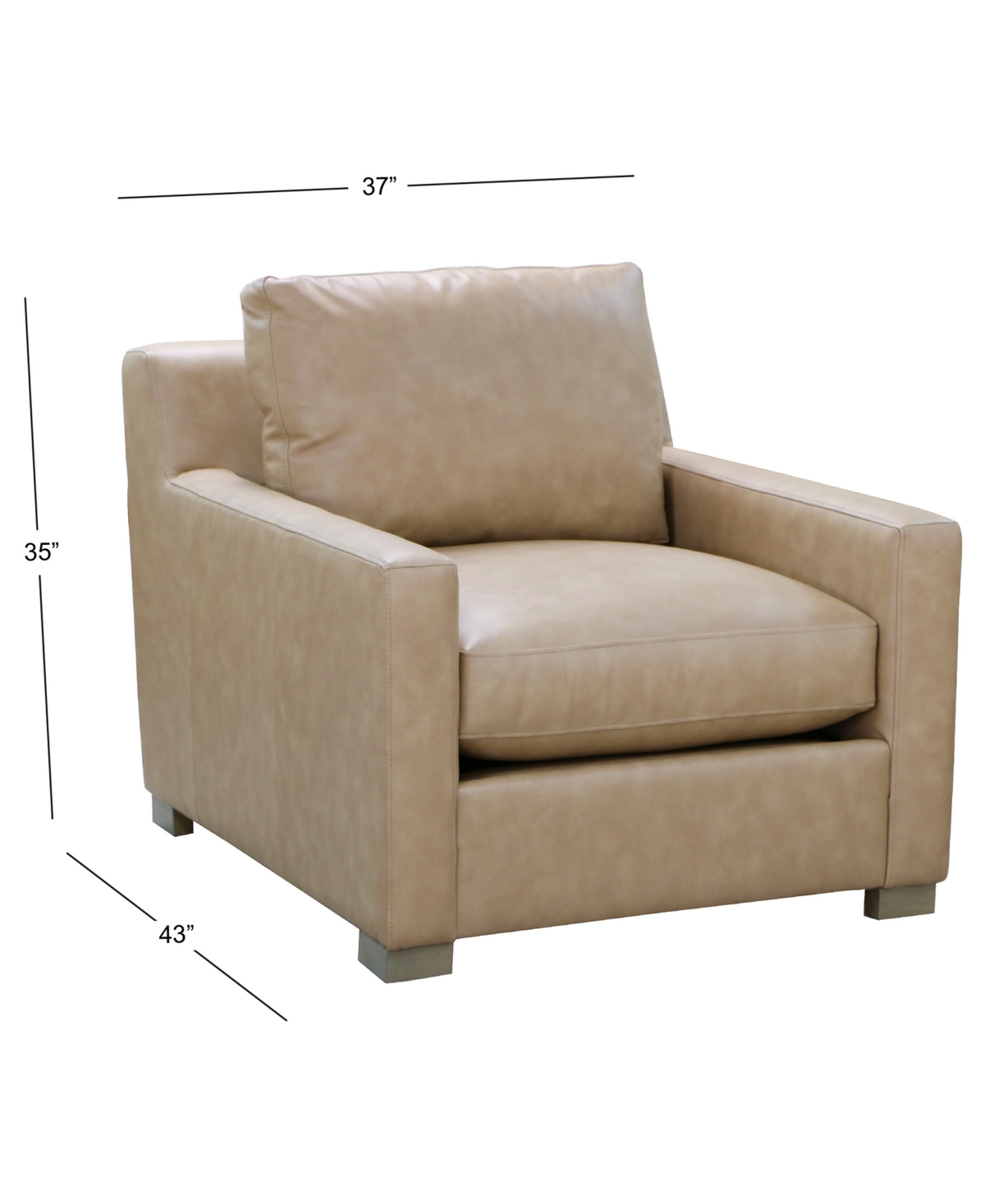 Macy's Stacia 37" Leather Fully Padded Chair In Brown