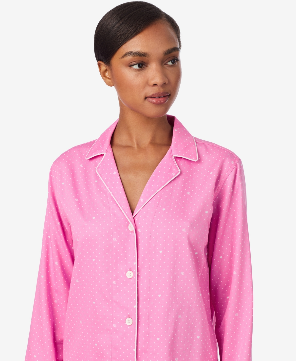 Lauren Ralph Women's Long Sleeve Notch Collar Pant Pajama Set