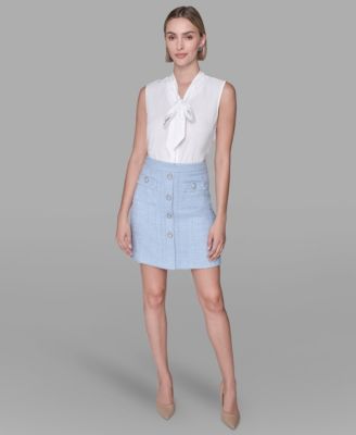 KARL LAGERFELD PARIS - Women's Knee Length Tweed Mini Skirt