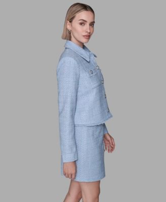 Women's Five-Button Cropped Tweed Jacket