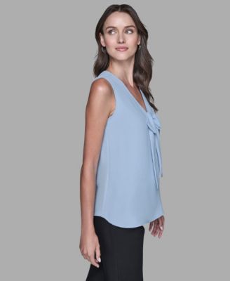 Women's Sleeveless V-Neck Bow Detail Top