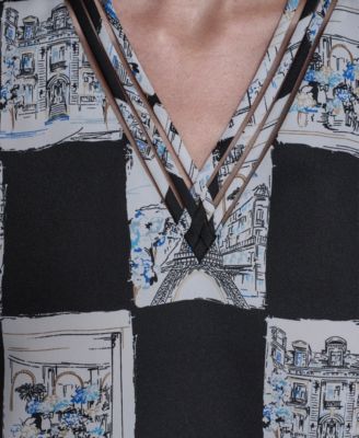 Women's Sleeveless Printed V-Neck Top