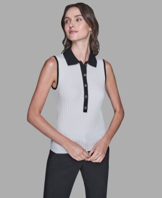 Women's Sleeveless Collared Sweater