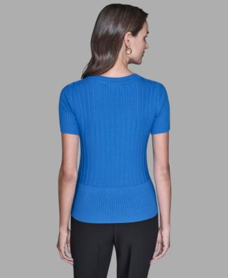 Women's Ribbed Short-Sleeve Sweater