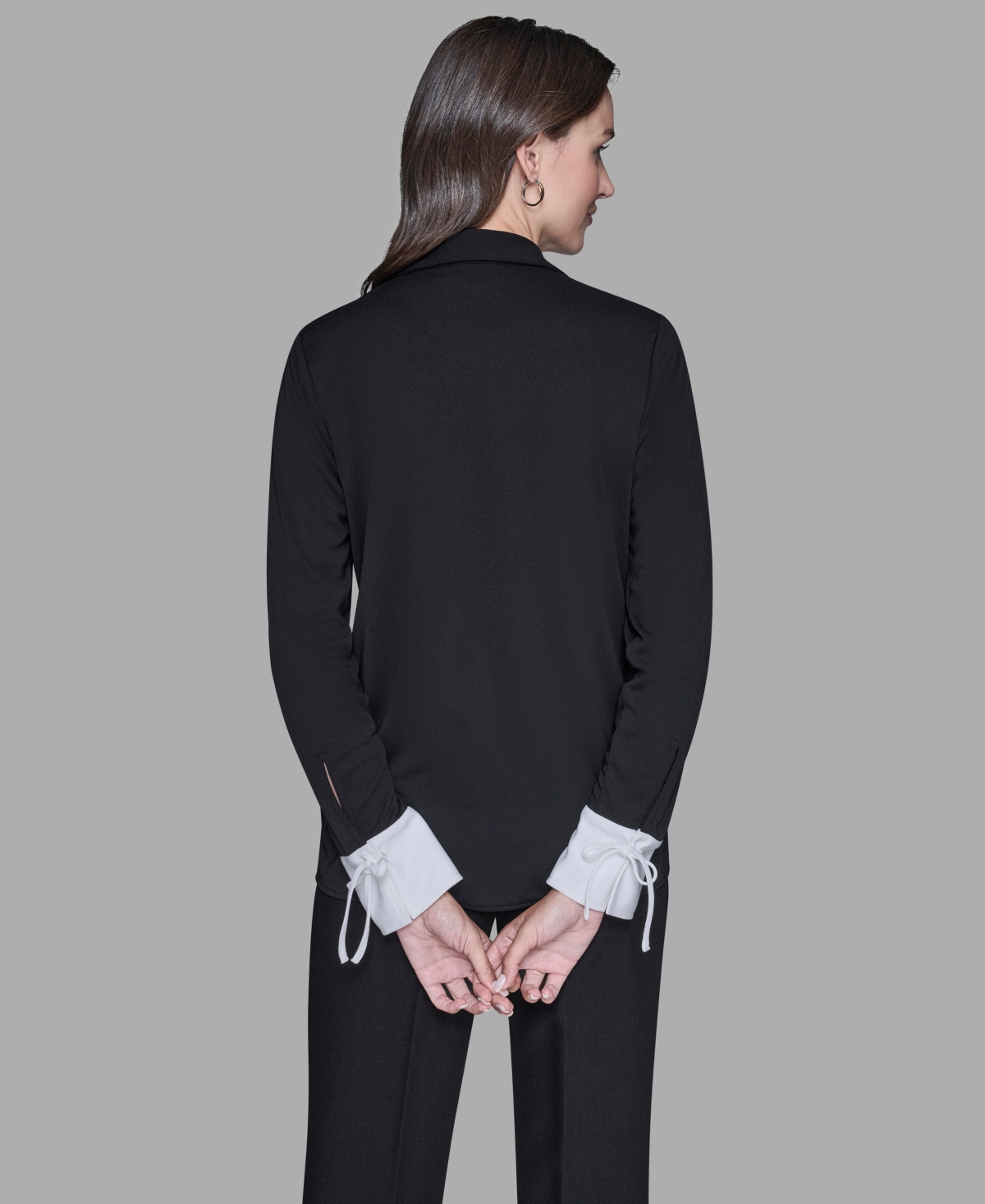 Karl Lagerfeld Women's Contrast Collared Top In Black