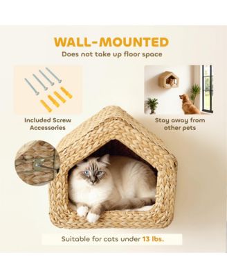 Wall Mounted Cat House, Cat Wall Furniture with Washable Cushion