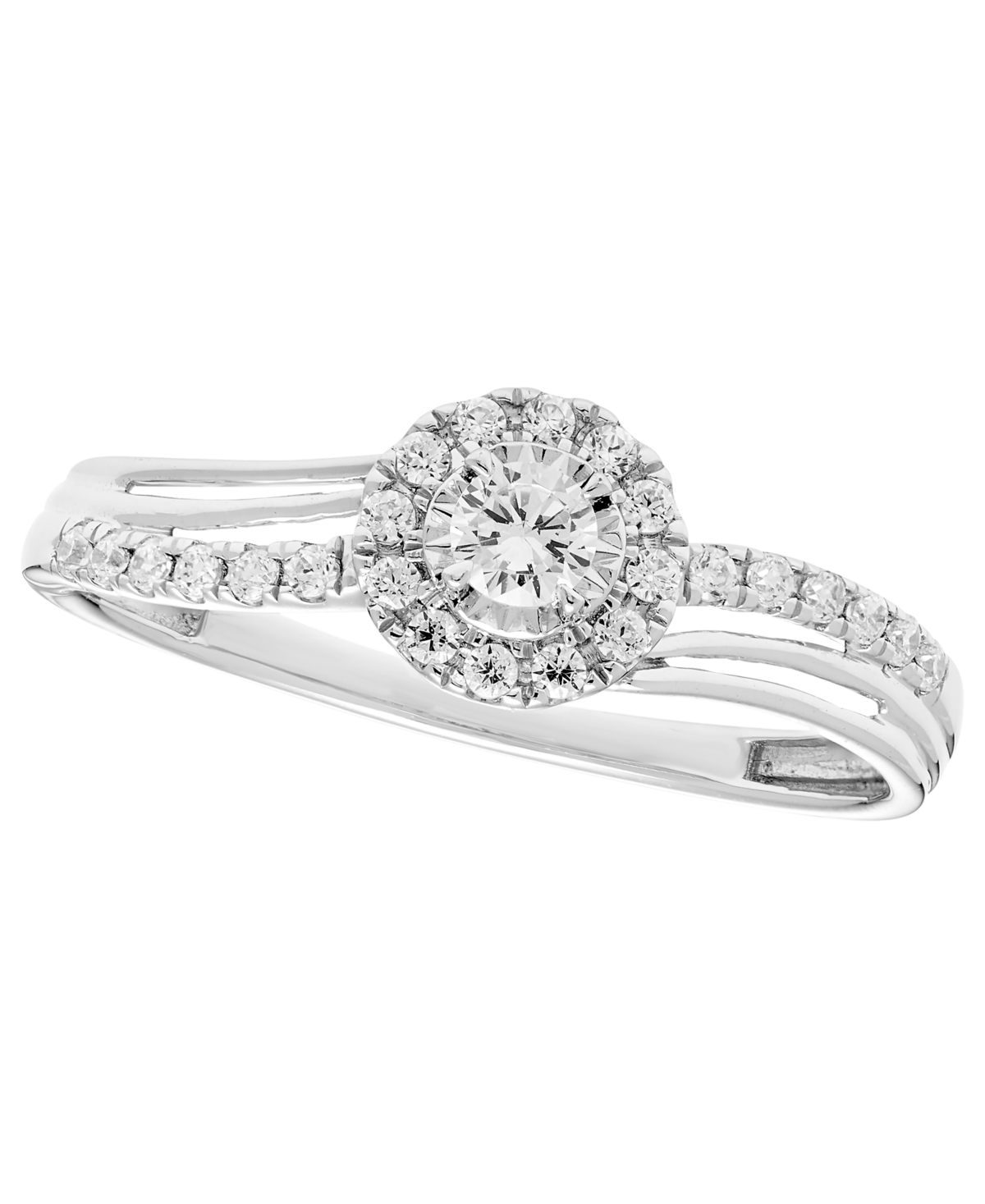 Macy's Diamond Halo Ring (1/4 ct. t.w.) in 14k White Gold - 14k White Gold