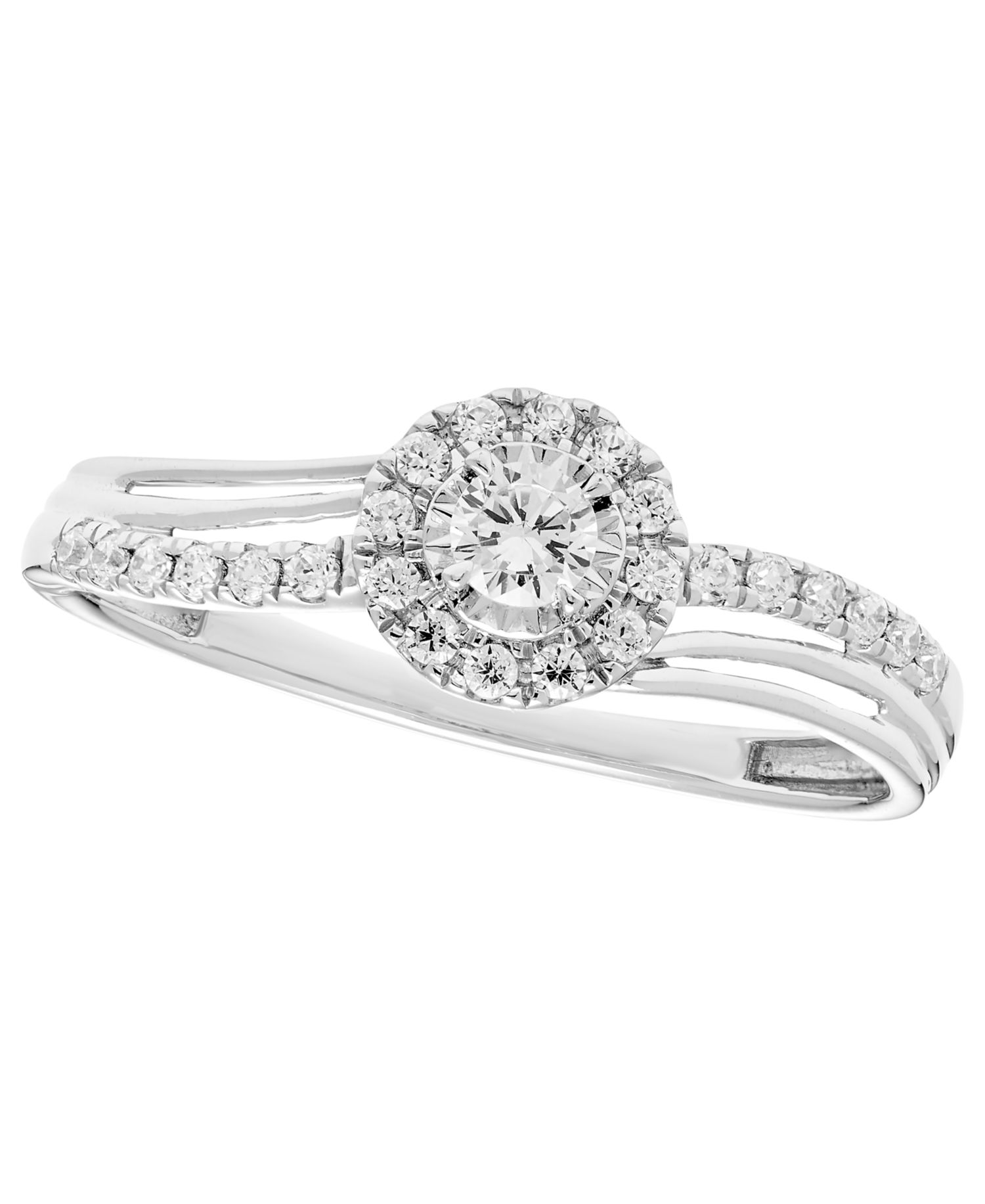 Diamond Halo Ring (1/4 ct. t.w.) in 14k White Gold