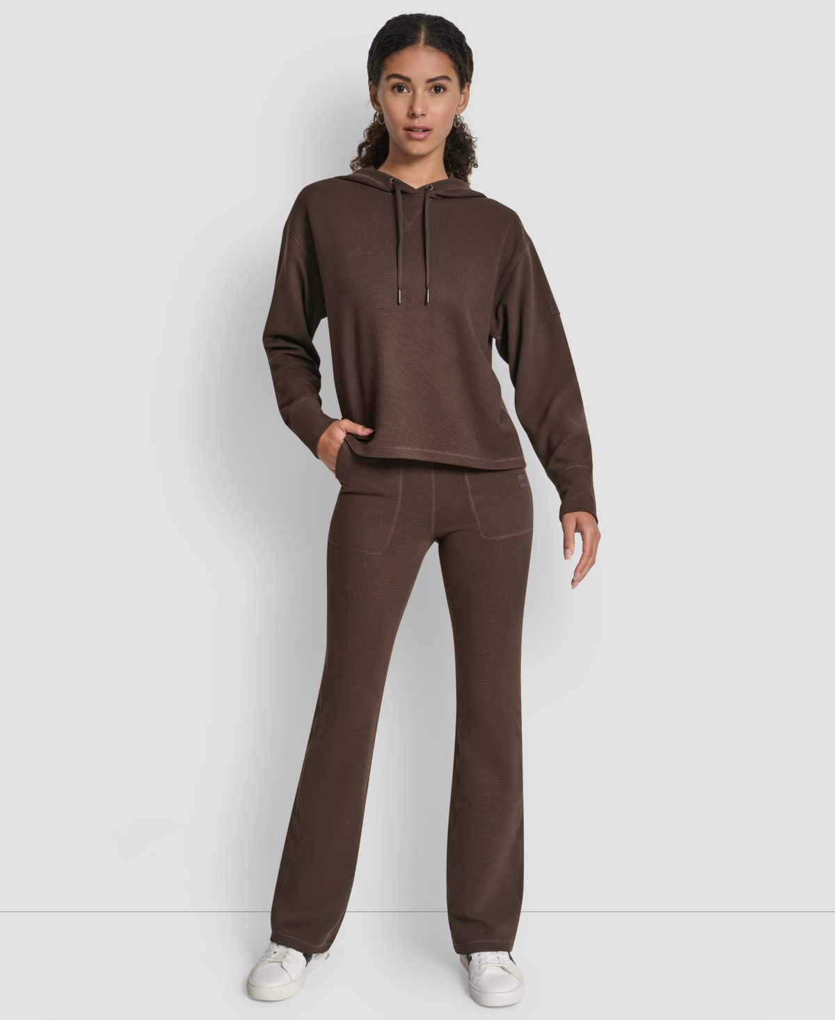 Dkny Women's Transcend Thermal Pull-on Hoodie In Brown