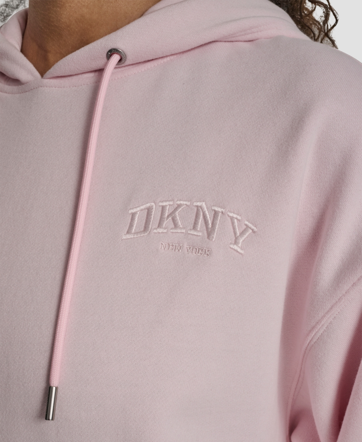 Dkny Women's Varsity Embroidered Logo Pull-on Hoodie In Pink