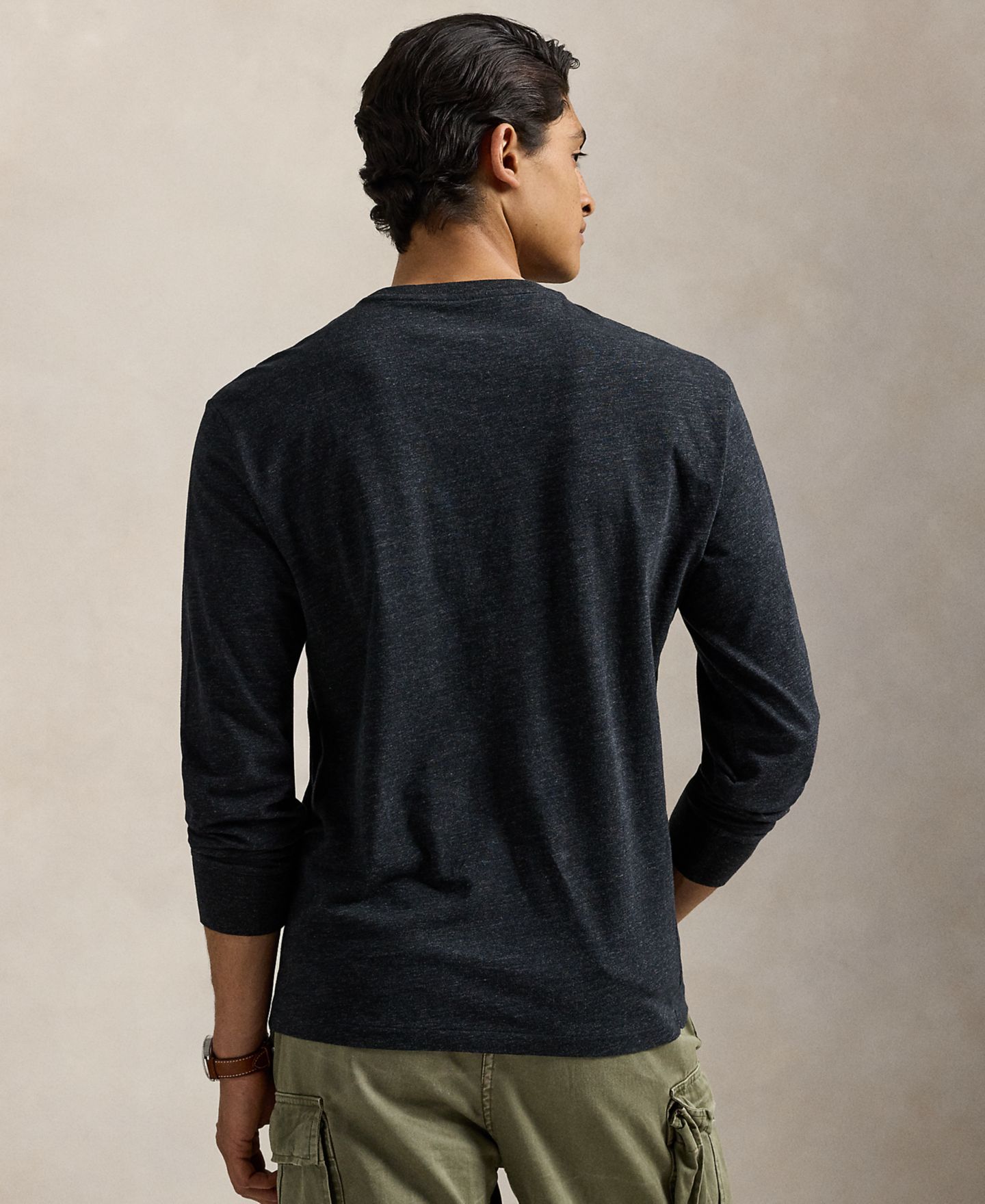 Мужская футболка Polo Ralph Lauren Classic-Fit, цвет: Чёрный меланжевый — фото 4